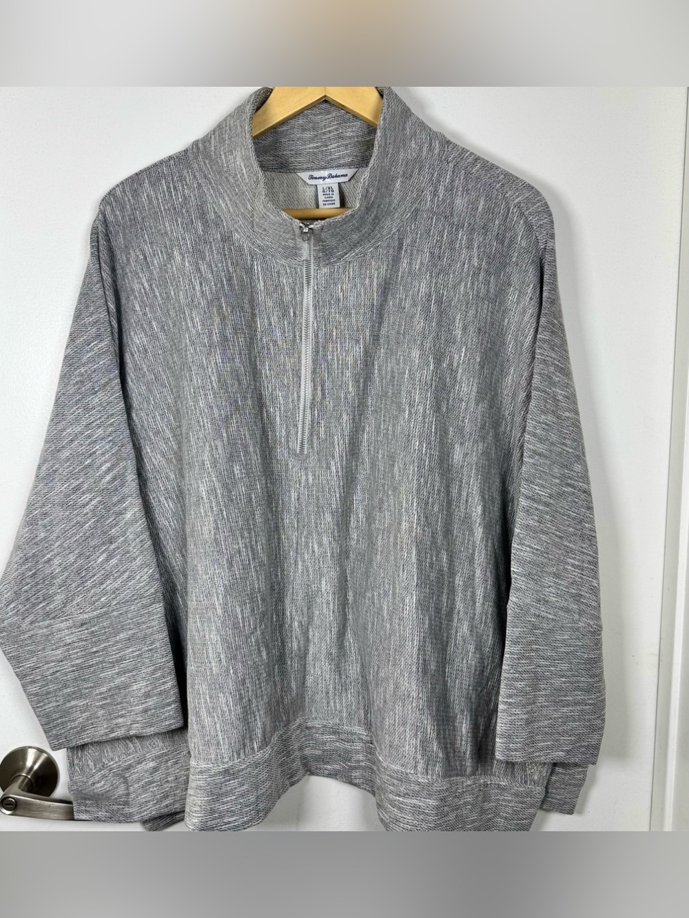 Tommy Bahama Heather Gray & Sparkle 1/4 zip poncho style pullover Womens X Large